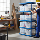 Premium Shelving Unit - 2130mm High - Blue with 8x 33.5L Storage Boxes