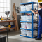 Premium Shelving Unit - 2130mm High - Blue with 8x 33.5L Storage Boxes