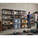 4x Heavy Duty Shelving Units - 1800mm High - Grey with 8x 33.5L Storage Boxes