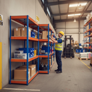 5x Heavy Duty Industrial Shelving - 2440mm High - 800kg Capacity - Steel - Blue & Orange