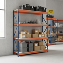 Heavy Duty Industrial Shelving 1600mm High | 500kg Per Shelf | Boltless Chipboard | Blue & Orange | UK Warehouse Storage