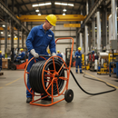 Premium Hose Reel Carrier for 100 m x 19 mm (3/4 Inch) with Steel Frame and Drum - Detail View