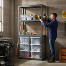 Heavy Duty Shelving Unit - 1600mm High - Grey with 8x 60L Plastic Storage Boxes