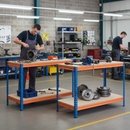 Premium Heavy Duty Workbenches - 915mm High - 400kg Capacity - Chipboard - Blue/Orange
