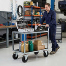 80mm Pressed Steel Swivel Castor, Black Rubber on Polypropylene Wheel, Directional Brake - 60kg Load