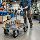 80mm Pressed Steel Swivel Castor Wheel - Black Rubber & 4-Hole Plate - 60kg Load Capacity