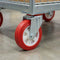 80mm Pressed Steel Swivel Castor Wheel - Red Polyamide, 4-Hole Top Plate - 90kg Load Capacity
