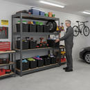 Premium Heavy Duty Shelving with 12x 37L Plastic Storage Boxes - 1770mm High - Grey