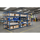 Premium 4x Industrial Shelving - 2440mm High - 200kg Load Capacity - Chipboard - Blue Finish