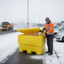 Premium Yellow Grit Bin 340L - Heavy Duty Design with Double Skinned Lid and Stackable Storage - Detail View