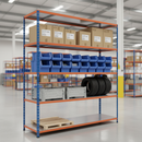 Heavy Duty Industrial Shelving Unit - 3050mm Extra Tall - 340kg Capacity - Blue & Orange Steel Racking