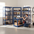 3x Premium Shelving Units - 1800mm High & 1x Professional Workbench - 1200mm Wide - Blue