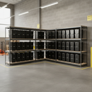 3x Premium Heavy Duty Shelving - 1800mm High - Grey with 12x 62L Plastic Storage Boxes