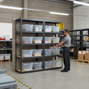 Premium Shelving Units with 12x 33.5L Storage Boxes - 1800mm High - Grey