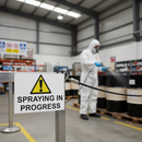 Premium Spraying & Chemical Store Warning Sign - Rigid Foamex Board, 40cm x 30cm Size for Safety Compliance - Main Product...