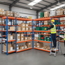 5 Bay Heavy Duty Melamine Shelving 3050mm High 800kg Capacity - Blue & Orange Industrial Racking