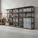 3x Heavy Duty Shelving Units - 1800mm High - Grey with 8x 33.5L Storage Boxes