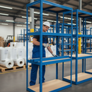 4x Heavy Duty Shelving 1600mm High | 280kg Per Shelf | Boltless MDF | Blue Steel | UK Garage & Workshop Storage Pack