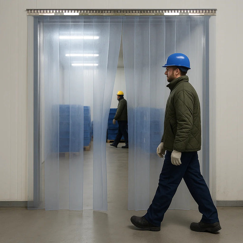 Cold Room PVC Strip Curtains – Clear, Hook-On, Durable & Energy-Efficient Solution