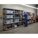 4x Heavy Duty Shelving Units - 1800mm High - Grey with 8x 33.5L Storage Boxes