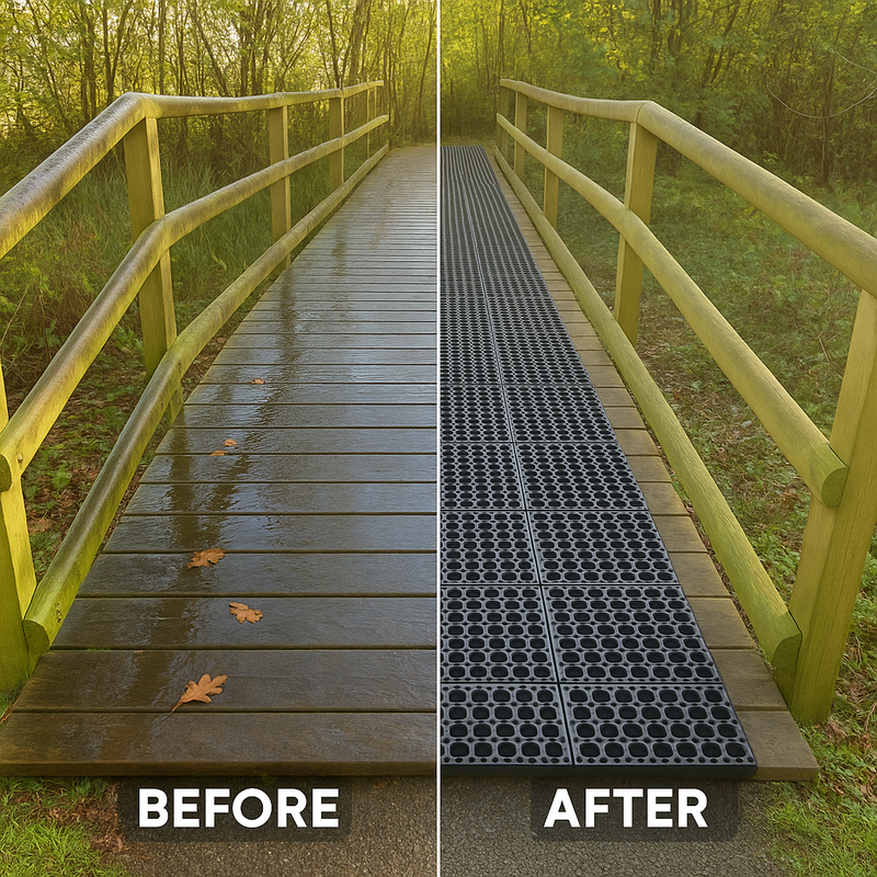 Interlocking Non-Slip Roof Matting – Self-Draining, Heavy-Duty Walkway Safety Mat for Roof Access & Maintenanc