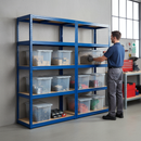 Heavy Duty 2x Shelving Unit - 1800mm High with 8x 60L Plastic Storage Boxes