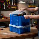 35L Premium Stackable Storage Boxes - Transparent Blue