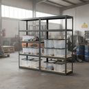 Premium Heavy Duty Shelving Units with 8 Strata Plastic Storage Boxes - 1800mm High - Grey