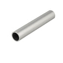Single hollow aluminum round tube with brushed finish on white background