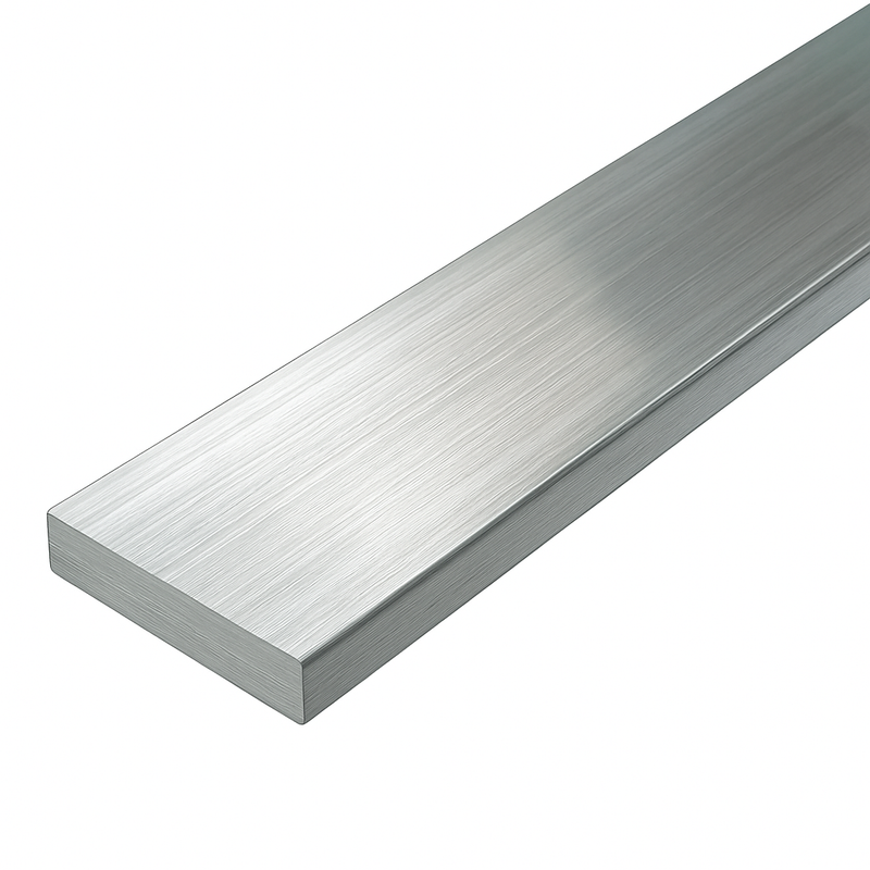 Aluminium flat bar close-up view