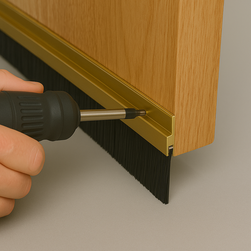 Heavy-Duty Aluminium Brush Bottom Seal – Draught-Proof For Garage Doors – Seals Gaps up to 25mm – Durable Weather Protection