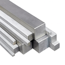Stack of aluminum square bars in various sizes on a white background.