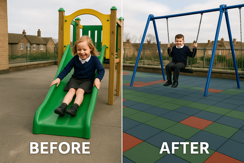 Safety Mats for Play and Protect - 1m x 1m Rubber Tiles, Anti-Slip, Weather-Resistant, Insulated, Ideal for Playgrounds, Gyms, Pools