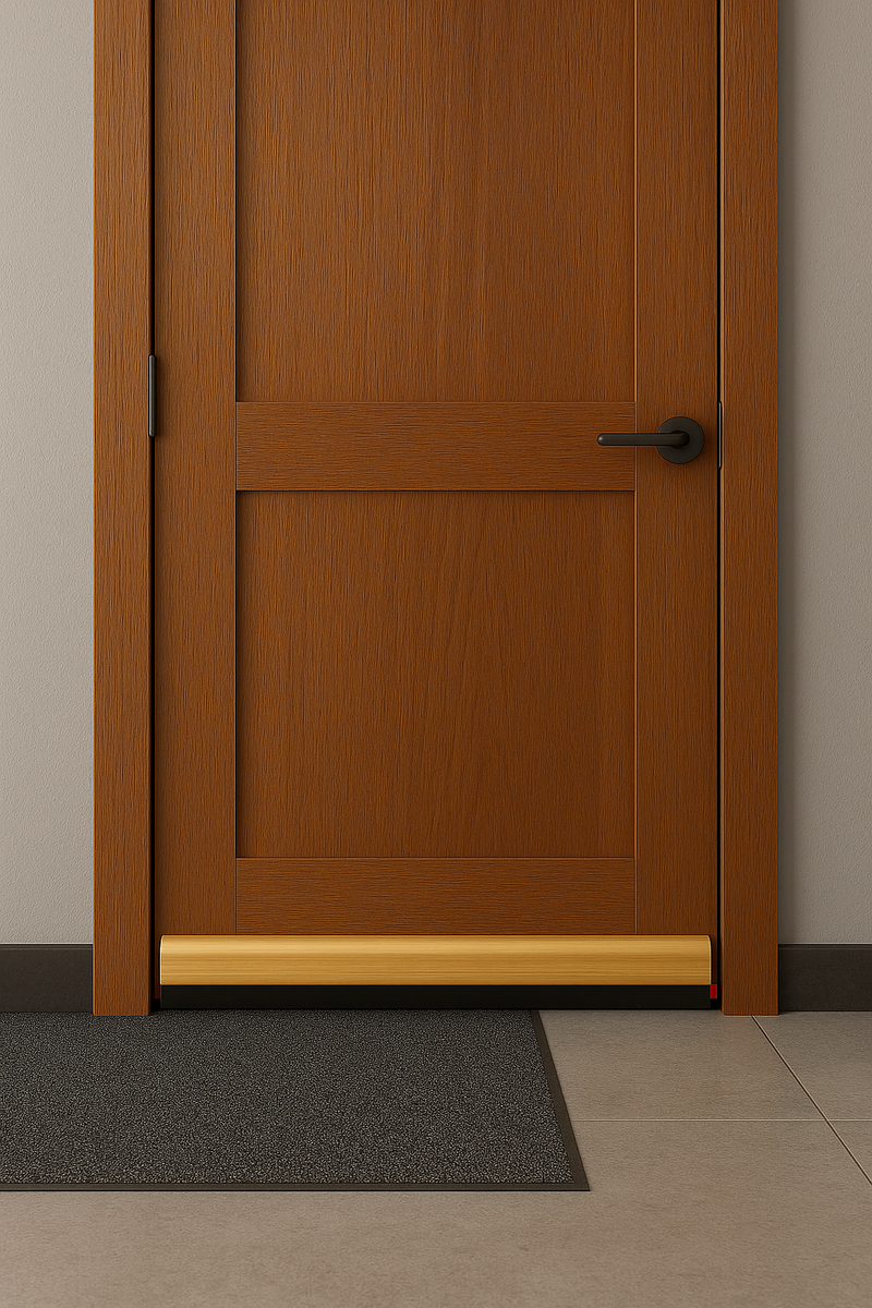 Industrial Brydale X Natural Wood Door Draught Excluder – Weatherproof, For Inward Opening Doors – Ultimate Gap Seal 15–22mm