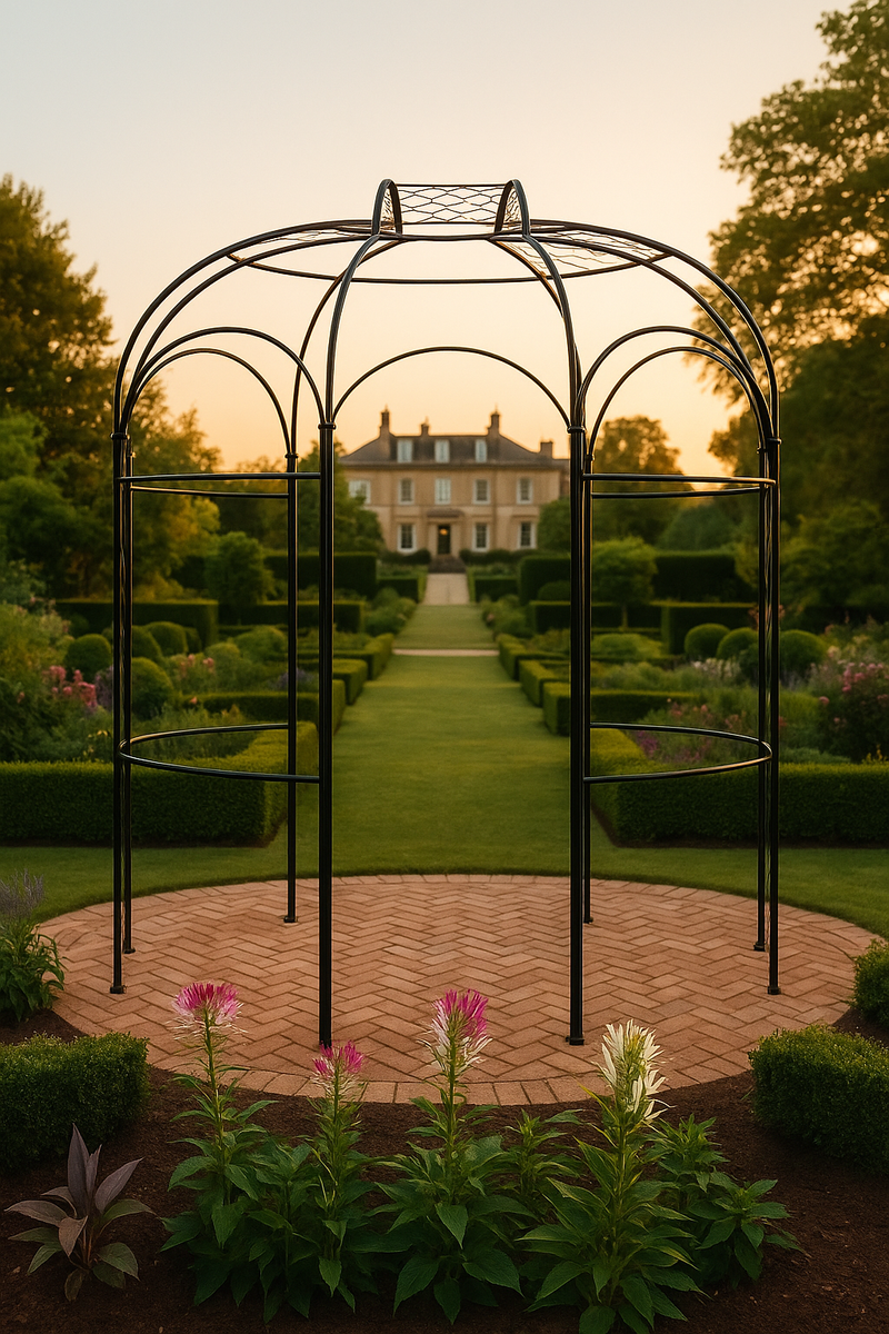 Verdure Round Garden Gazebo – Classic Iron with Open Roof