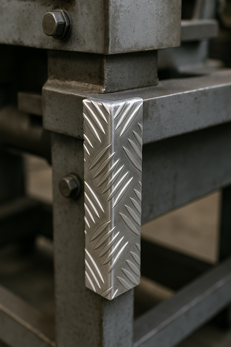 Aluminium Five-Bar Angle 200mm x 200mm x 2mm – Heavy-Duty Non-Slip Checker Plate Corner Trim | Rust-Resistant Equal Angle Bar for Industrial, Trailer & Safety Use