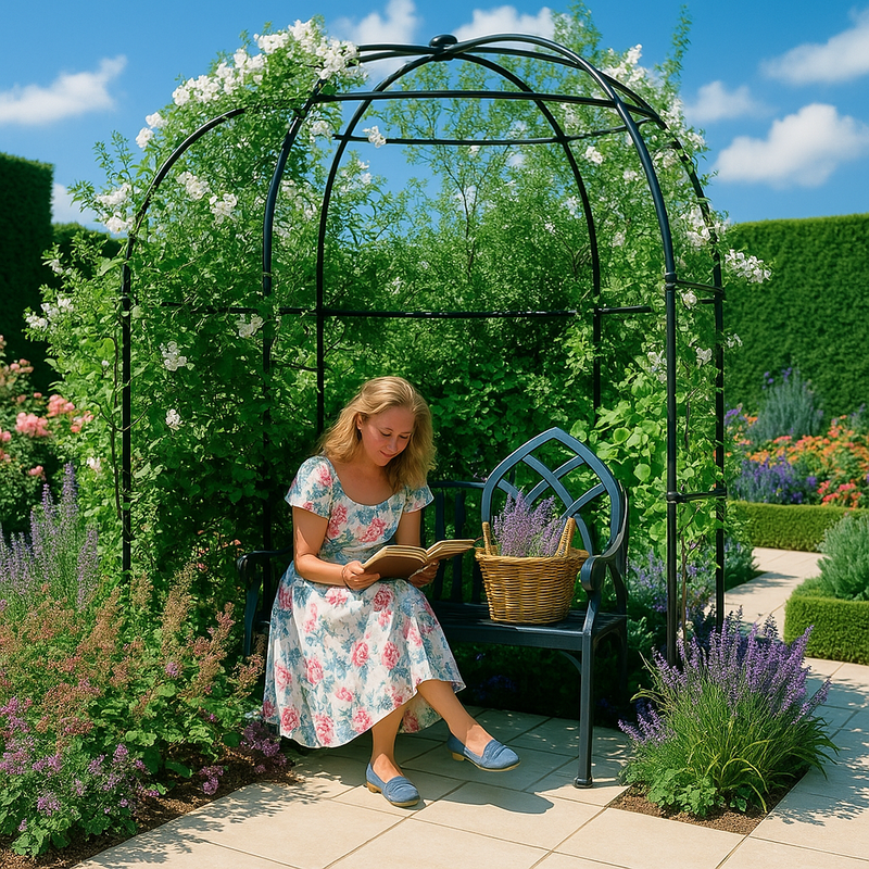 Verdanta Round Garden Arbour – Classic Steel Arch Frame