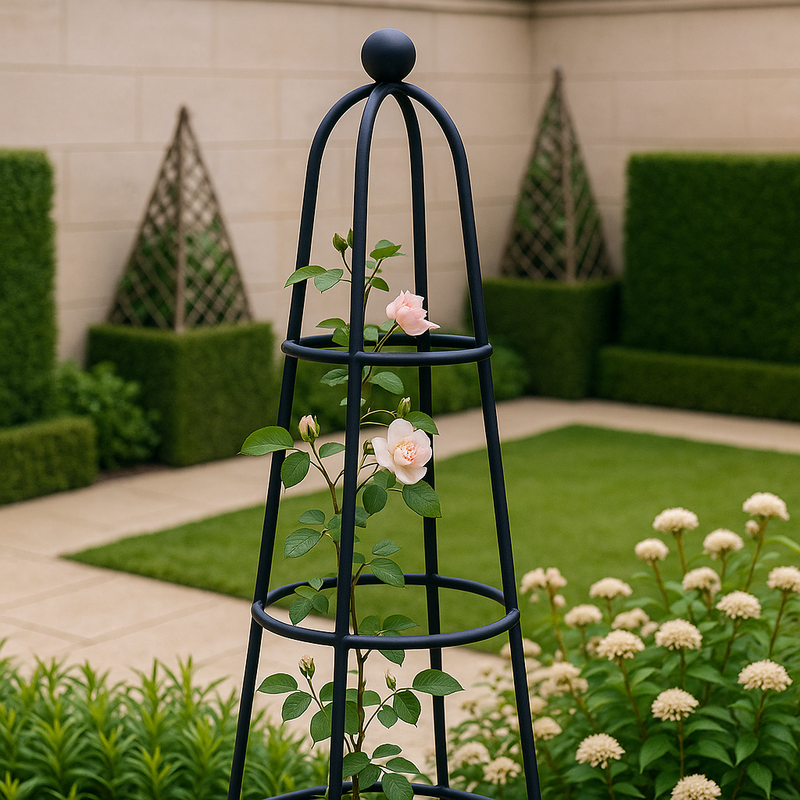 Verdanta Classic Square Obelisk – Elegant Steel Plant Support