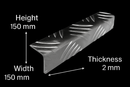 Aluminium Five-Bar Angle 150mm x 150mm x 2mm – Heavy-Duty, Anti-Slip Checker Corner Trim for Industrial & Structural Reinforcement