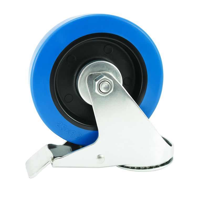 Braked Bolt Hole Blue Elastic Industrial Castors For Machinery Wheels