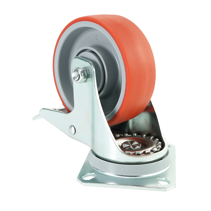 Braked PU Industrial Castors – High Load Capacity & Smooth Mobility!