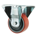 High-Performance Red PU Fixed Castor – Glide Smoothly, Handle Heavy Loads!