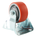 High-Performance Red PU Fixed Castor – Glide Smoothly, Handle Heavy Loads!