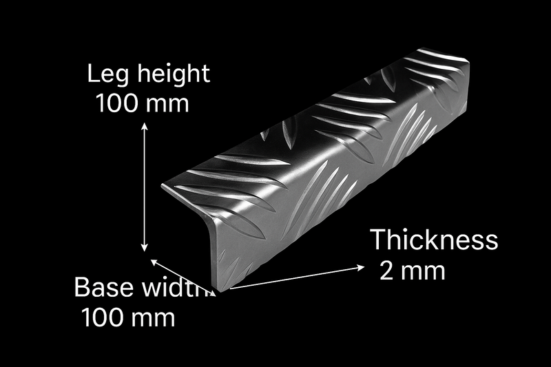 Aluminium Five-Bar Angle 75mm x 75mm x 2mm – Anti-Slip, Rust-Resistant Corner Trim for Heavy-Duty Structural Use