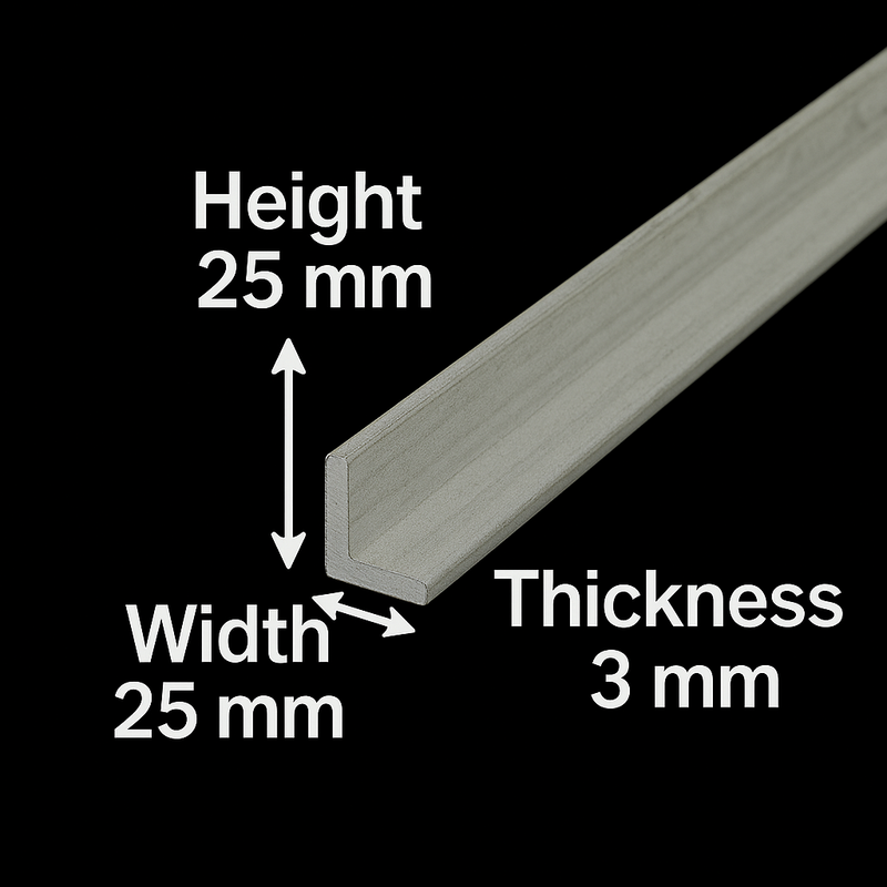 Premium 304 Stainless Steel Angle – 25mm x 25mm x 3mm – Strong & Corrosion-Resistant for Fabrication & Construction