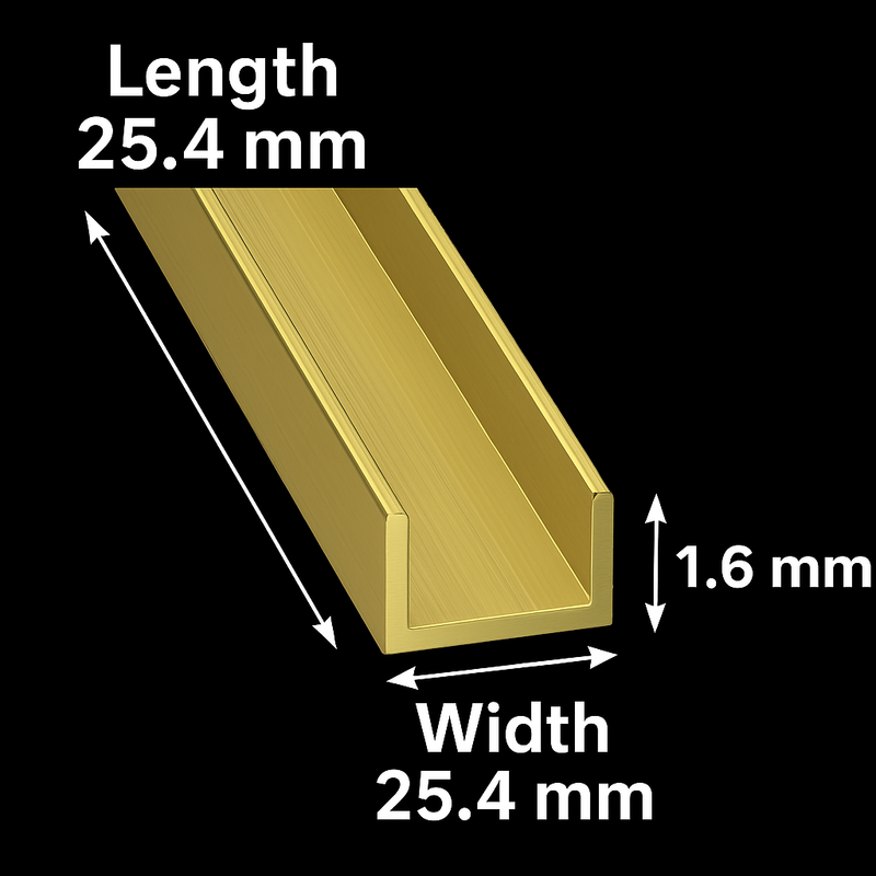 BrassLine Brass Channel 25.4mm x 25.4mm x 1.6mm Brushed & Polished