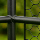 Close-up weld and powder-coated finish on arbour