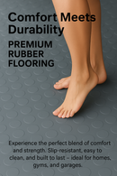 Heavy-Duty Non-Slip Rubber Flooring Roll – R11 Slip Rated, Oil-Resistant Safety Matting with Studded Penny Pattern – Custom Length Industrial Grade