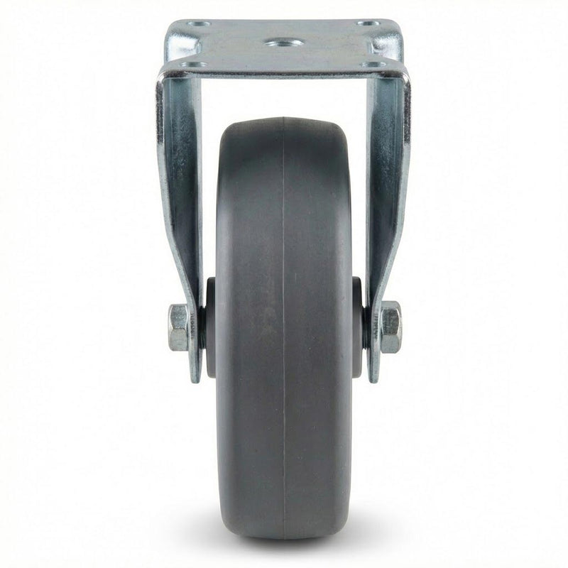 60mm Fixed Retail Castor | Grey TPR Wheel | 40kg Capacity | Zinc Plated