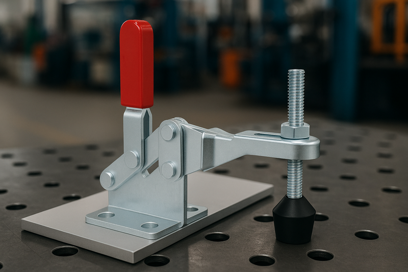 Vertical Toggle Clamp – Fixed Height, Adjustable Spindle | Stop